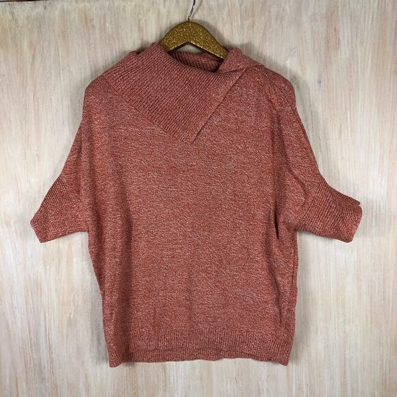 Cabi Orange Marled Knit Pullover Sweater XS Dolman Sleeve Fold Over Neck Cozy - Picture 1 of 12